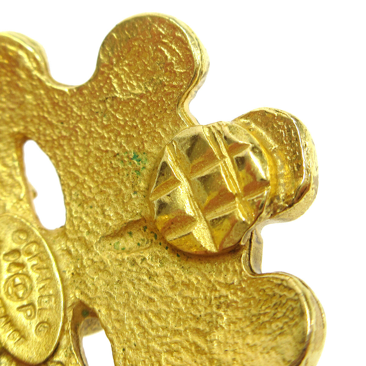 Chanel Vintage Flower Clip-On Metal Gold Gold_Plated Earrings Jewelry (Pre-Owned)