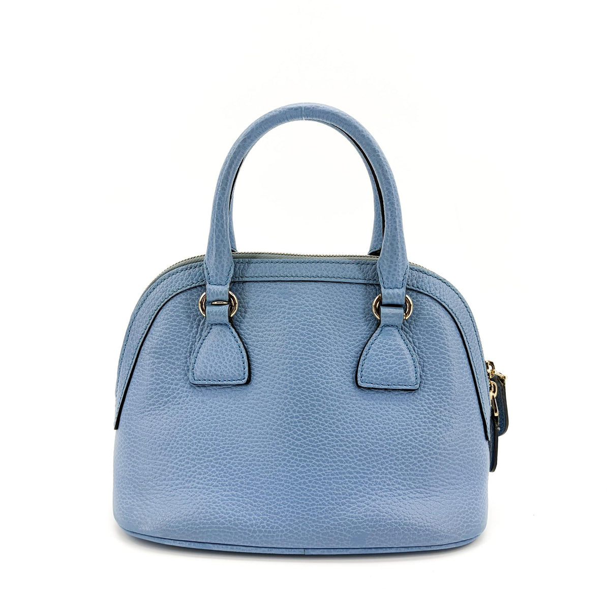 Gucci Convertible Dome Satchel Leather Blue Calfskin Handbag (Pre-Owned)