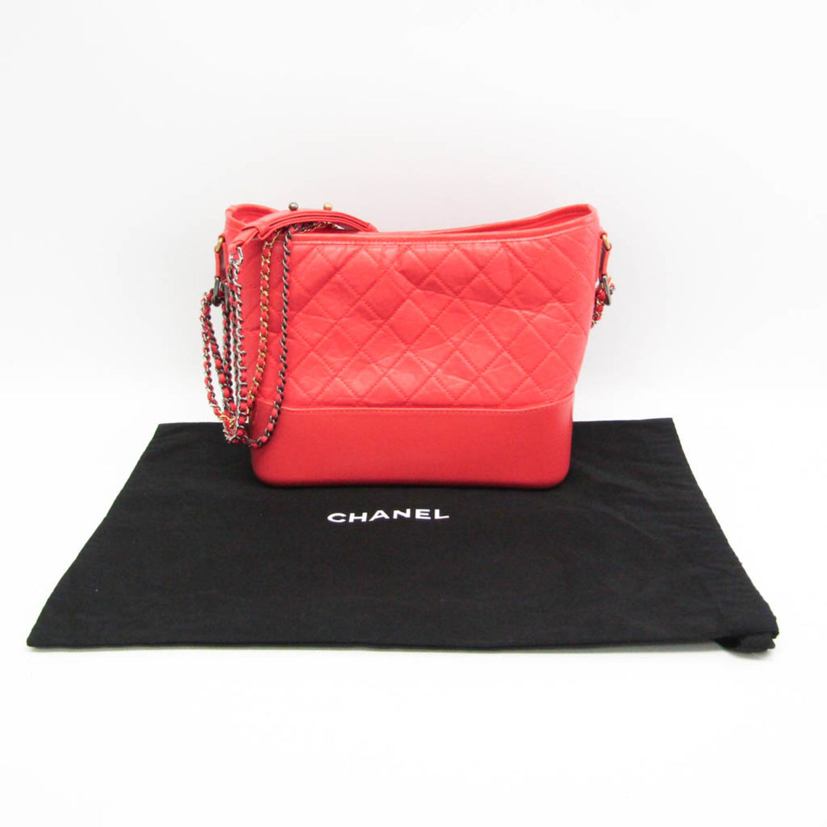 Chanel Gabrielle Hobo Quilted Aged Calfskin Red Leather Shoulder Bag Bag (Pre-Owned)