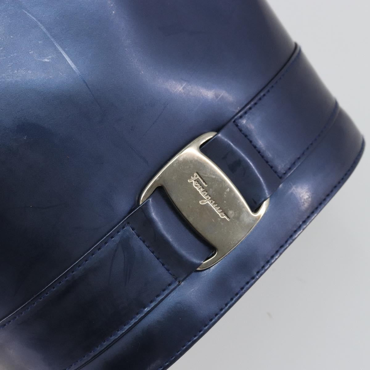Salvatore Ferragamo Vala Patent Leather Navy Patent_Leather Backpack Bag (Pre-Owned)