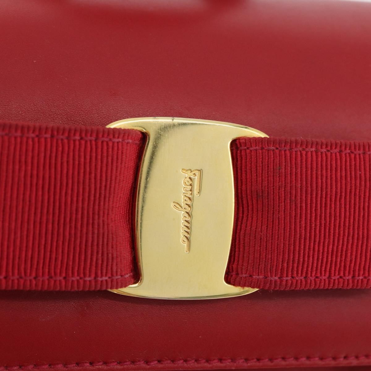 Salvatore Ferragamo Vara Flap Drawstring Leather And Suede Red Suede Backpack Bag (Pre-Owned)