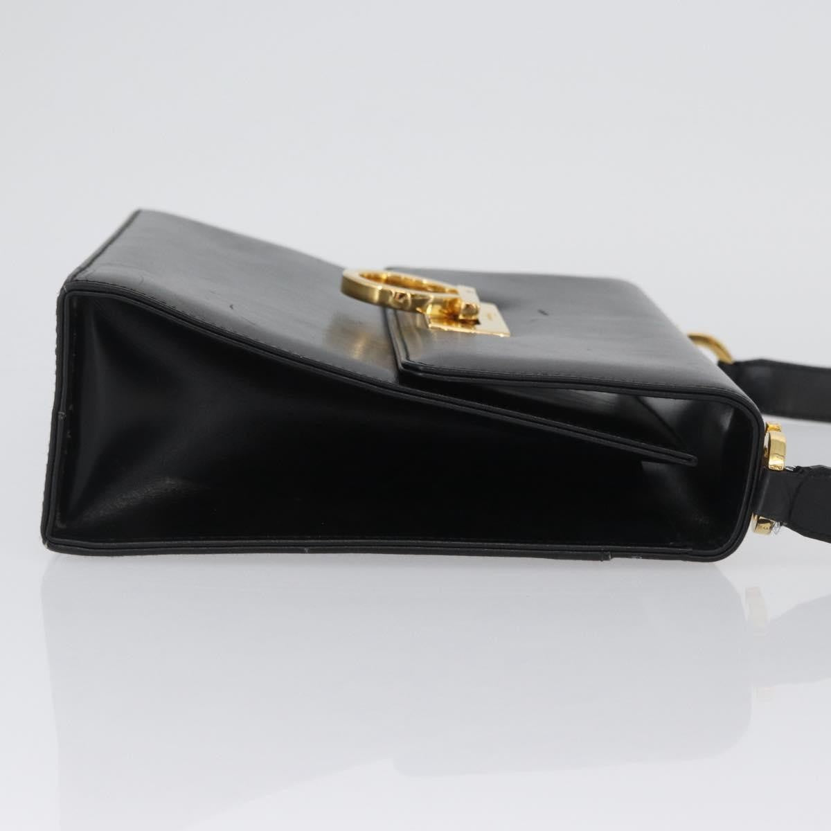 Salvatore Ferragamo Gancini Flap Leather Black Leather Shoulder Bag Bag (Pre-Owned)