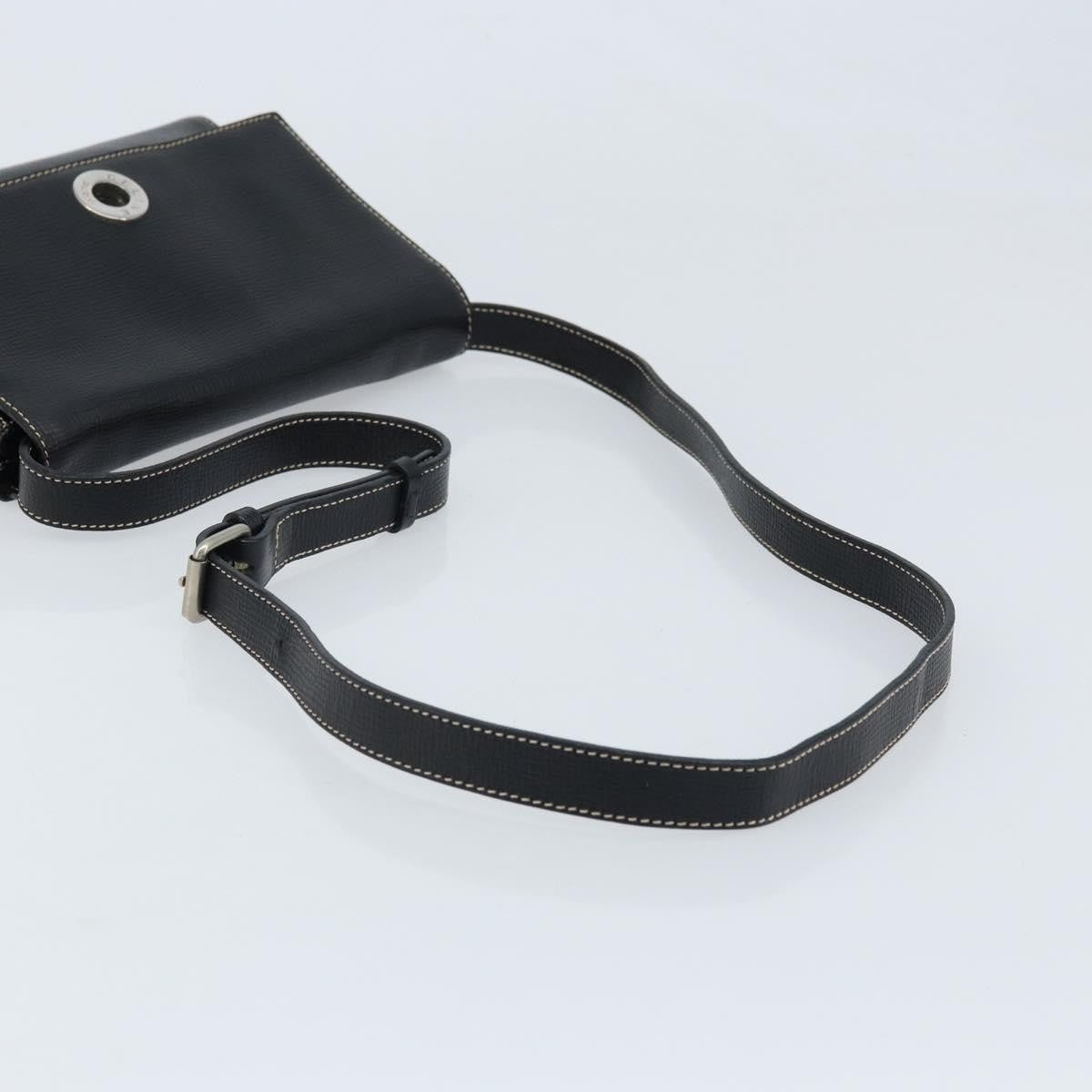 Celine Vintage Circle Logo Leather Black Leather Crossbody Bag Bag (Pre-Owned)