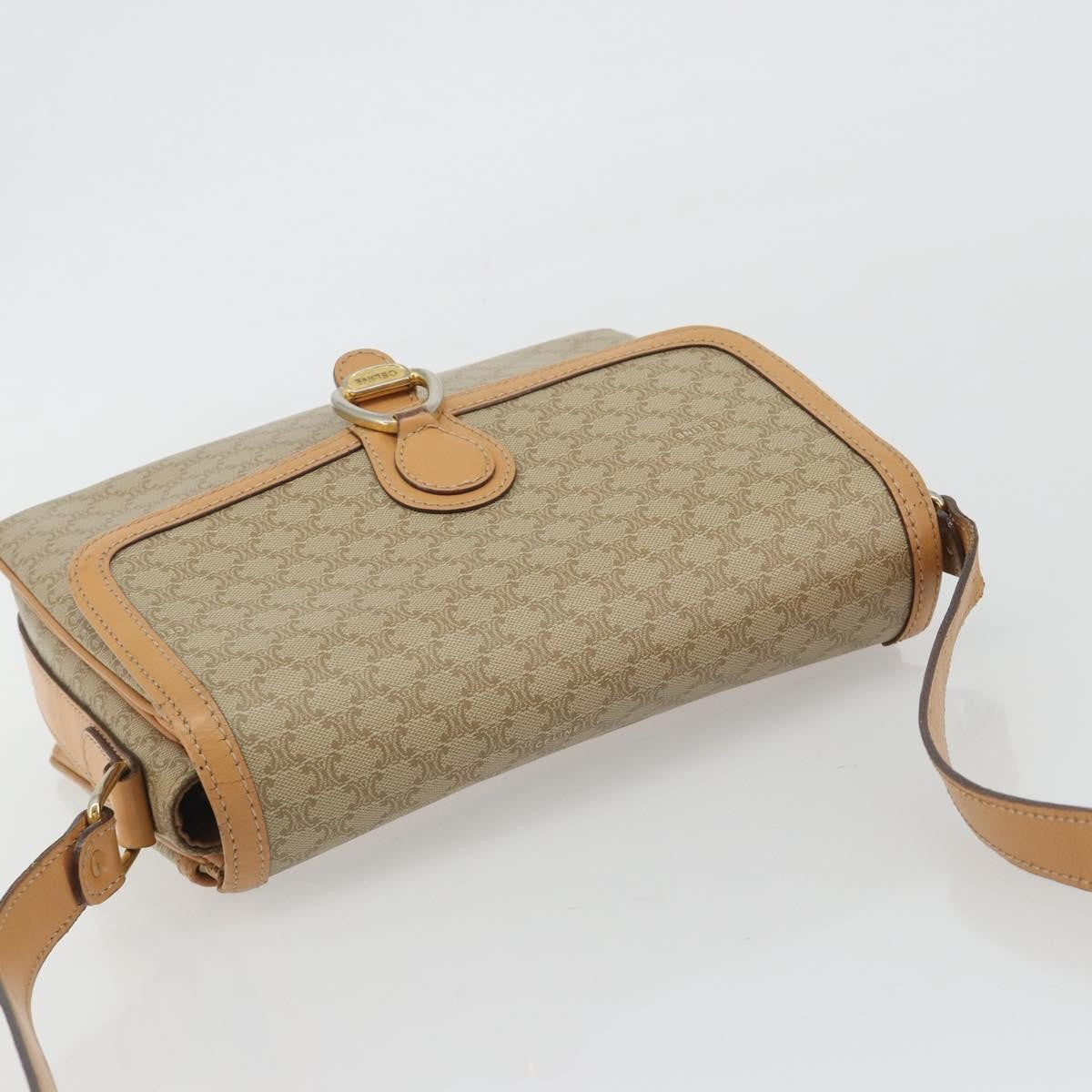 Celine Vintage Macadam Canvas And Leather Beige Canvas Shoulder Bag Bag (Pre-Owned)