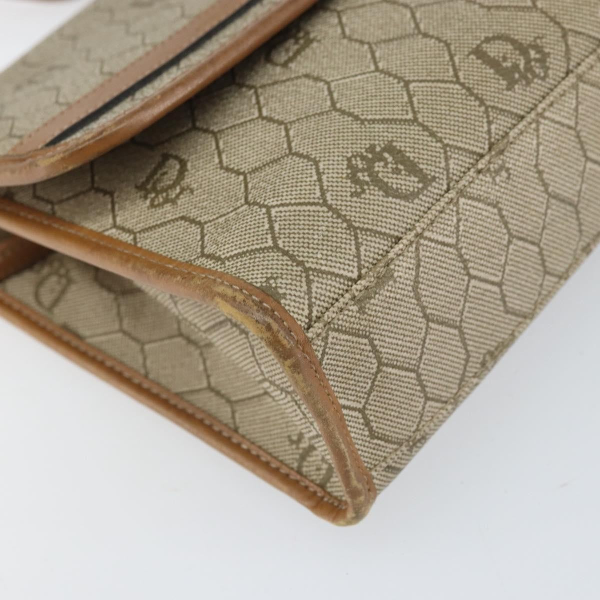 Christian Dior Vintage Honeycomb Canvas And Leather Beige Canvas Shoulder Bag Bag (Pre-Owned)