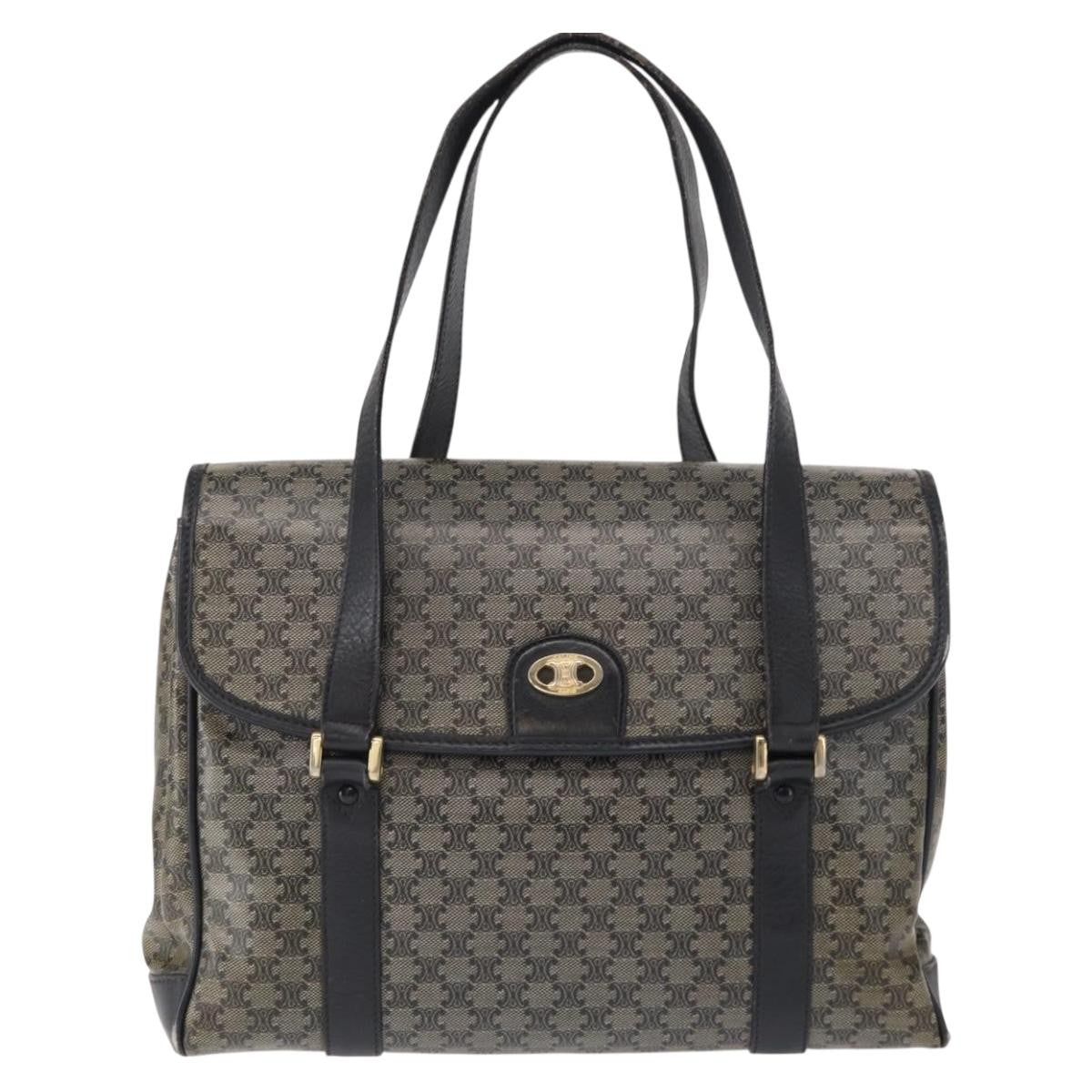 Celine Vintage Macadam Canvas And Leather Black Canvas Shoulder Bag Bag (Pre-Owned)
