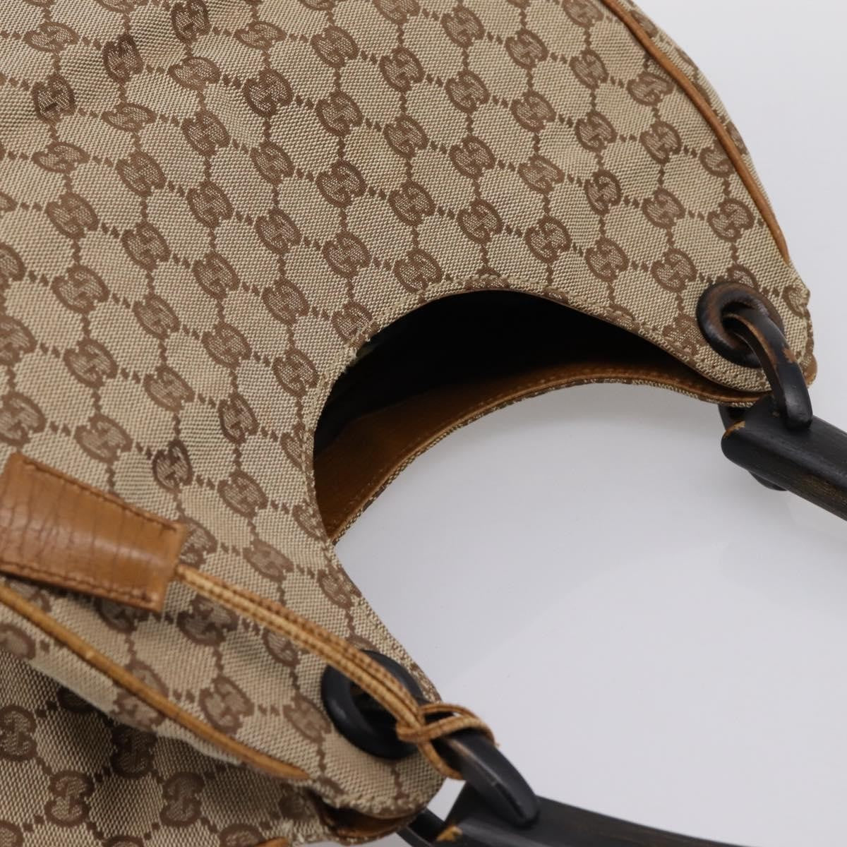 Gucci Vintage Bamboo Handle Gg Canvas Beige Canvas Tote Bag Bag (Pre-Owned)