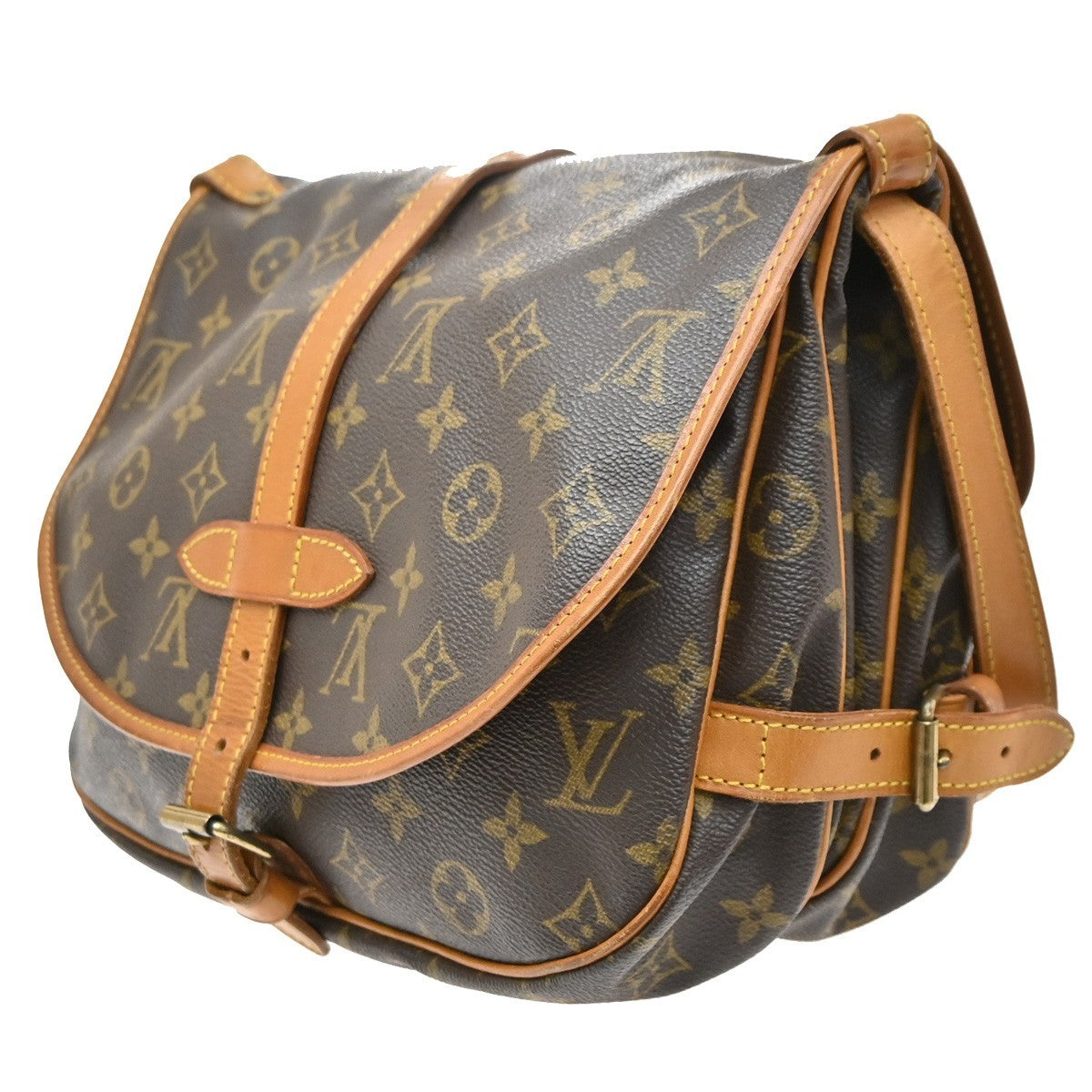 Louis Vuitton Saumur Monogram Canvas Brown Canvas Shoulder Bag Bag (Pre-Owned)