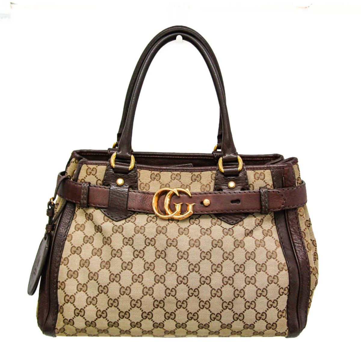 Gucci Gg Running Gg Canvas With Leather Beige Canvas Tote Bag Bag (Pre-Owned)