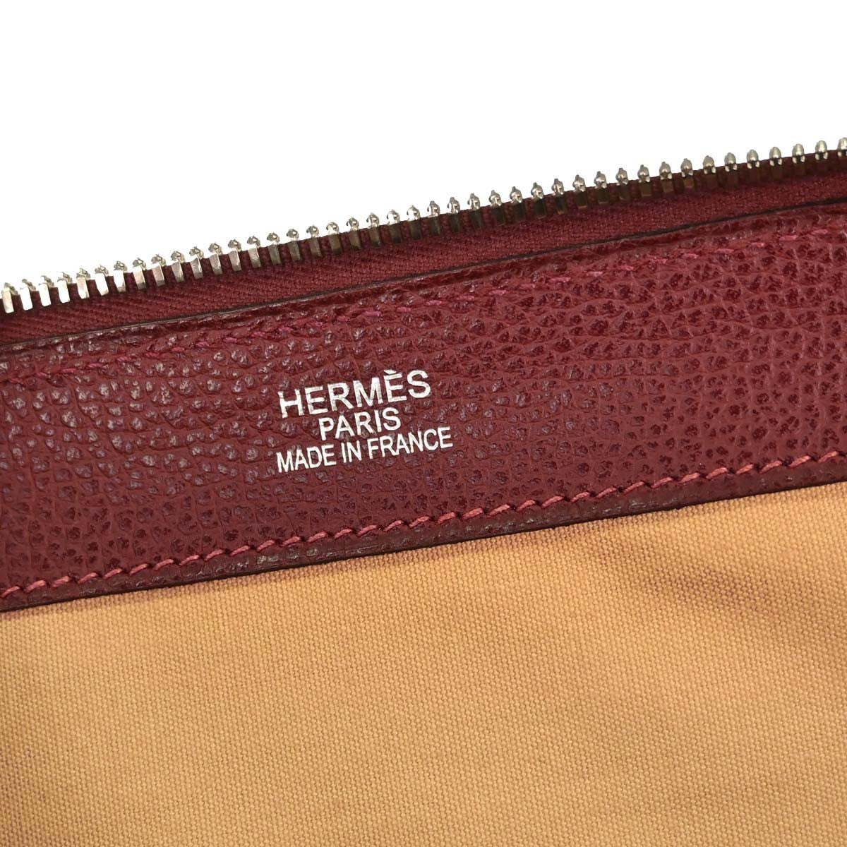 Hermes Paris-Bombay Vache Liegee Burgundy Leather Handbag (Pre-Owned)