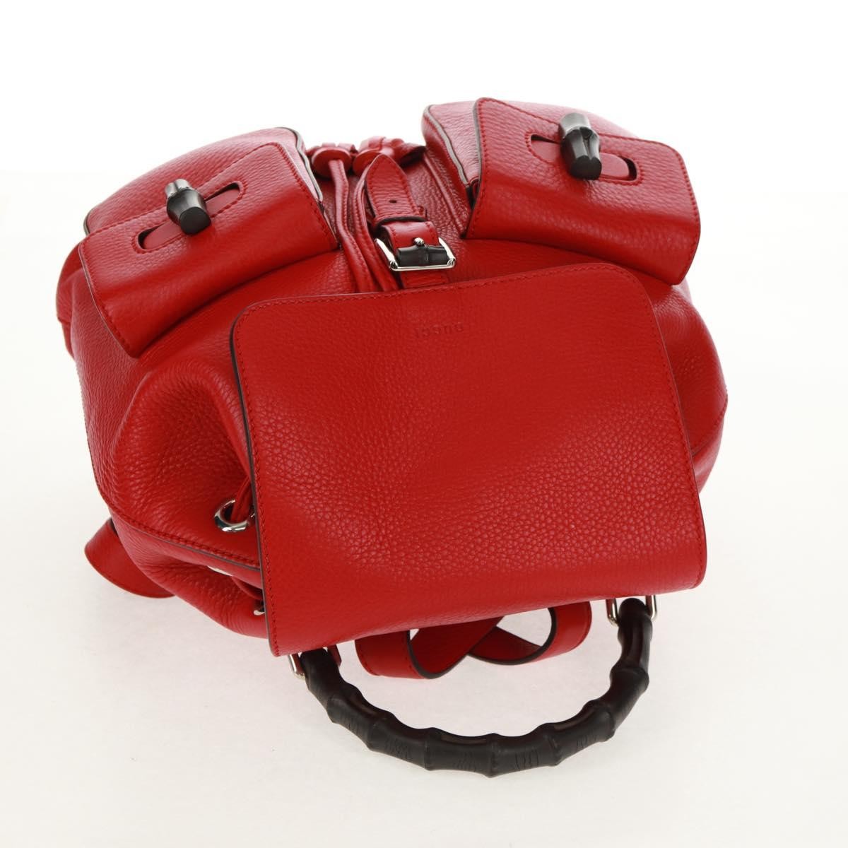 Gucci Bamboo Tassel Leather Red Leather Backpack Bag (Pre-Owned)