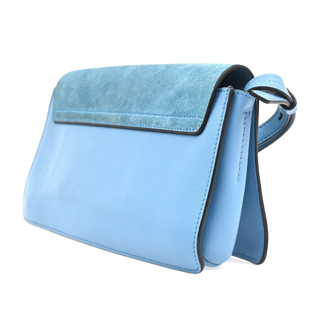 Chloe Faye Leather And Suede Blue Leather Shoulder Bag Bag (Pre-Owned)