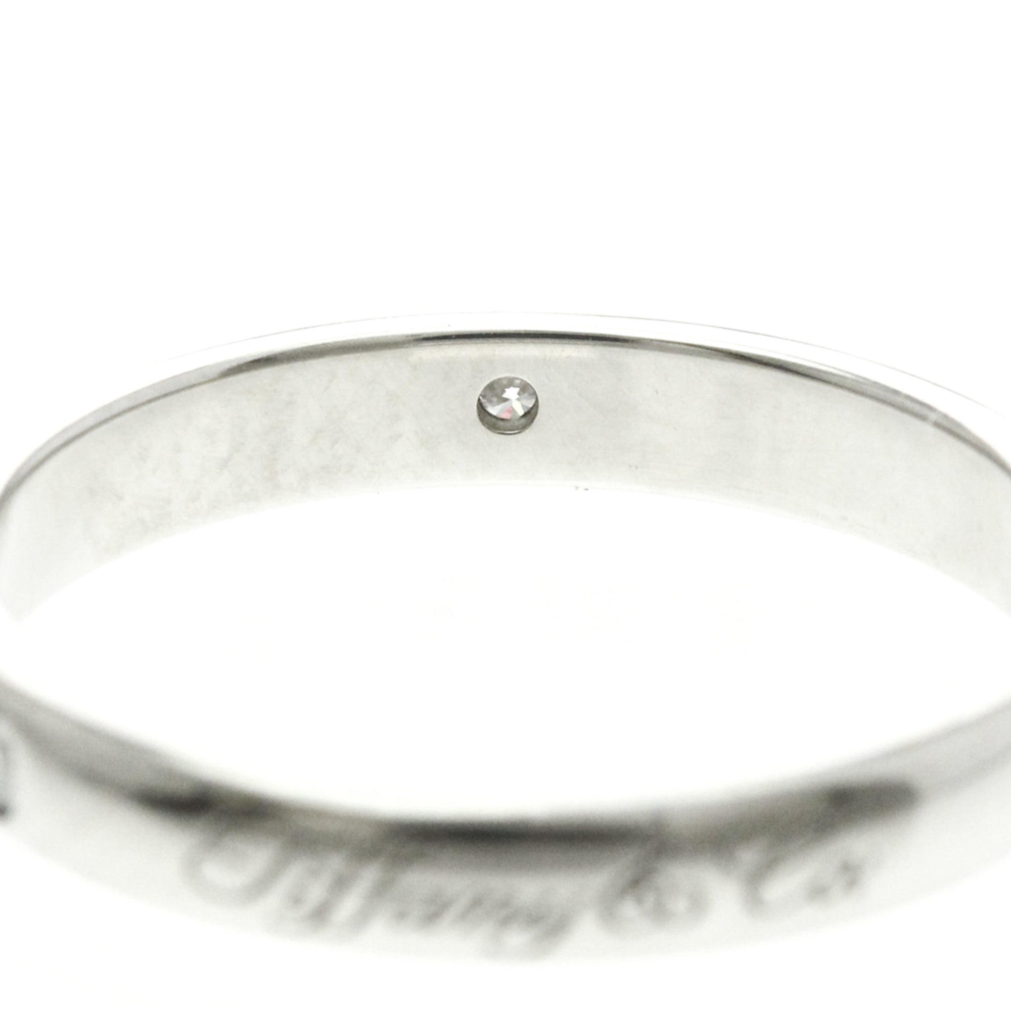 Tiffany & Co. Notes Wedding Band Platinum With Diamonds Silver Platinum Ring Jewelry (Pre-Owned)
