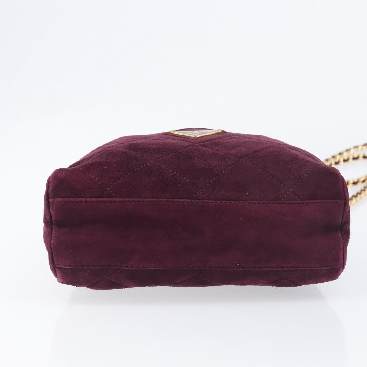 Prada Vintage Chain Flap Suede Burgundy Suede Shoulder Bag Bag (Pre-Owned)