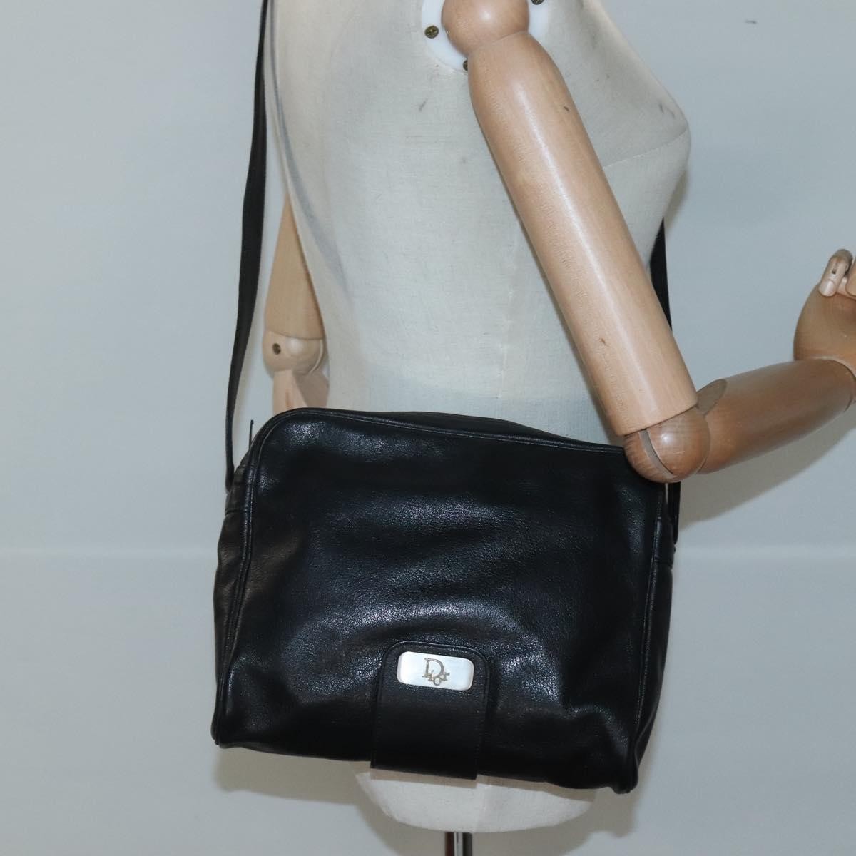 Christian Dior Vintage Leather Black Leather Shoulder Bag Bag (Pre-Owned)