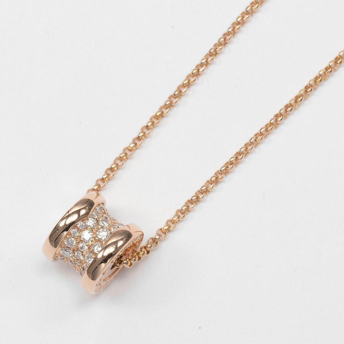 Bvlgari B.Zero1 Pendant 18K Rose Gold With Diamonds Gold Pink_Gold Necklace Jewelry (Pre-Owned)