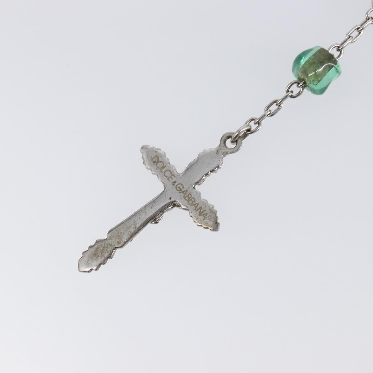 Dolce & Gabbana Cross Pendant Metal With Crystals, Enamel And Faux Pearls Silver Metal Necklace Jewelry (Pre-Owned)