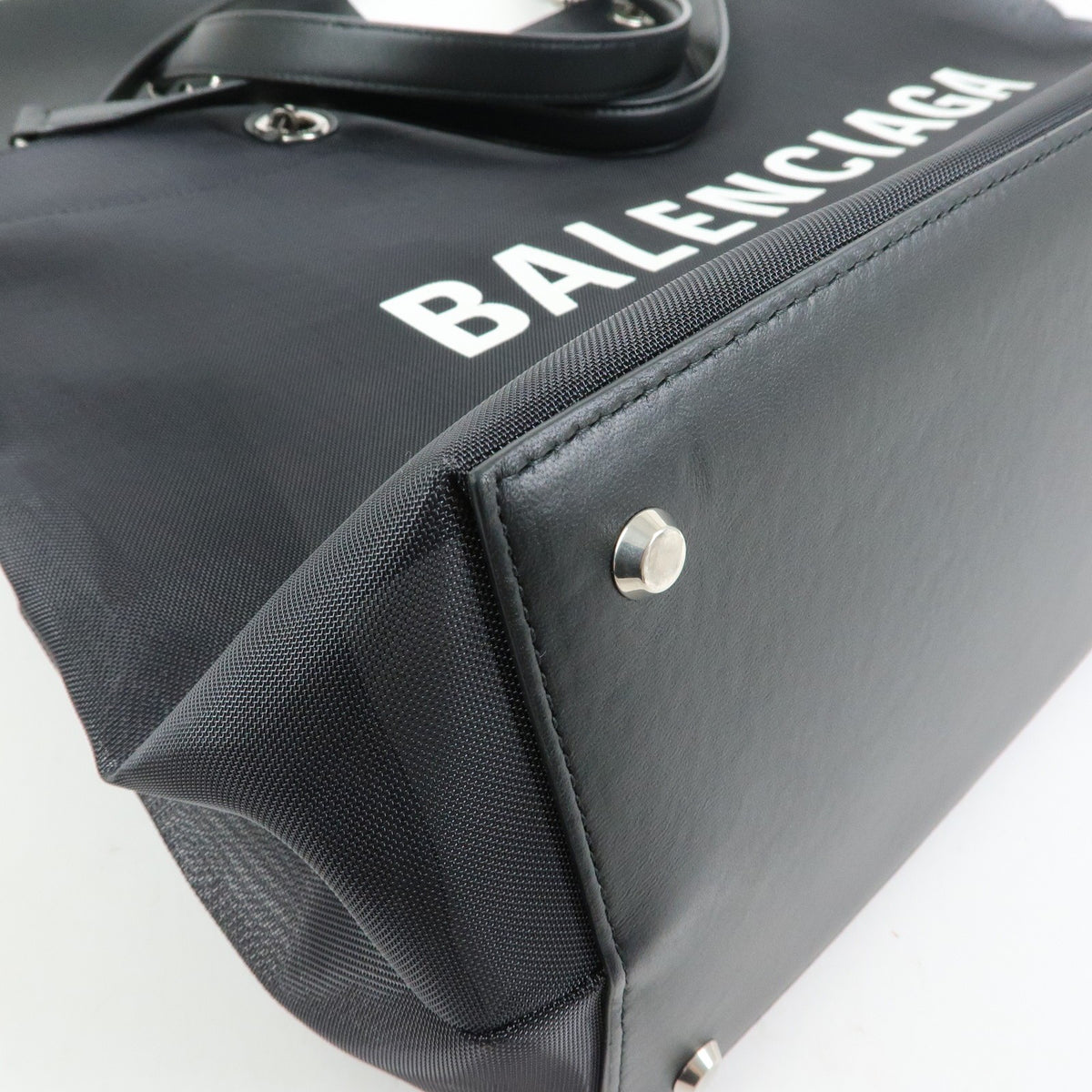 Balenciaga Duty Free Mesh With Leather Black Mesh Tote Bag Bag (Pre-Owned)
