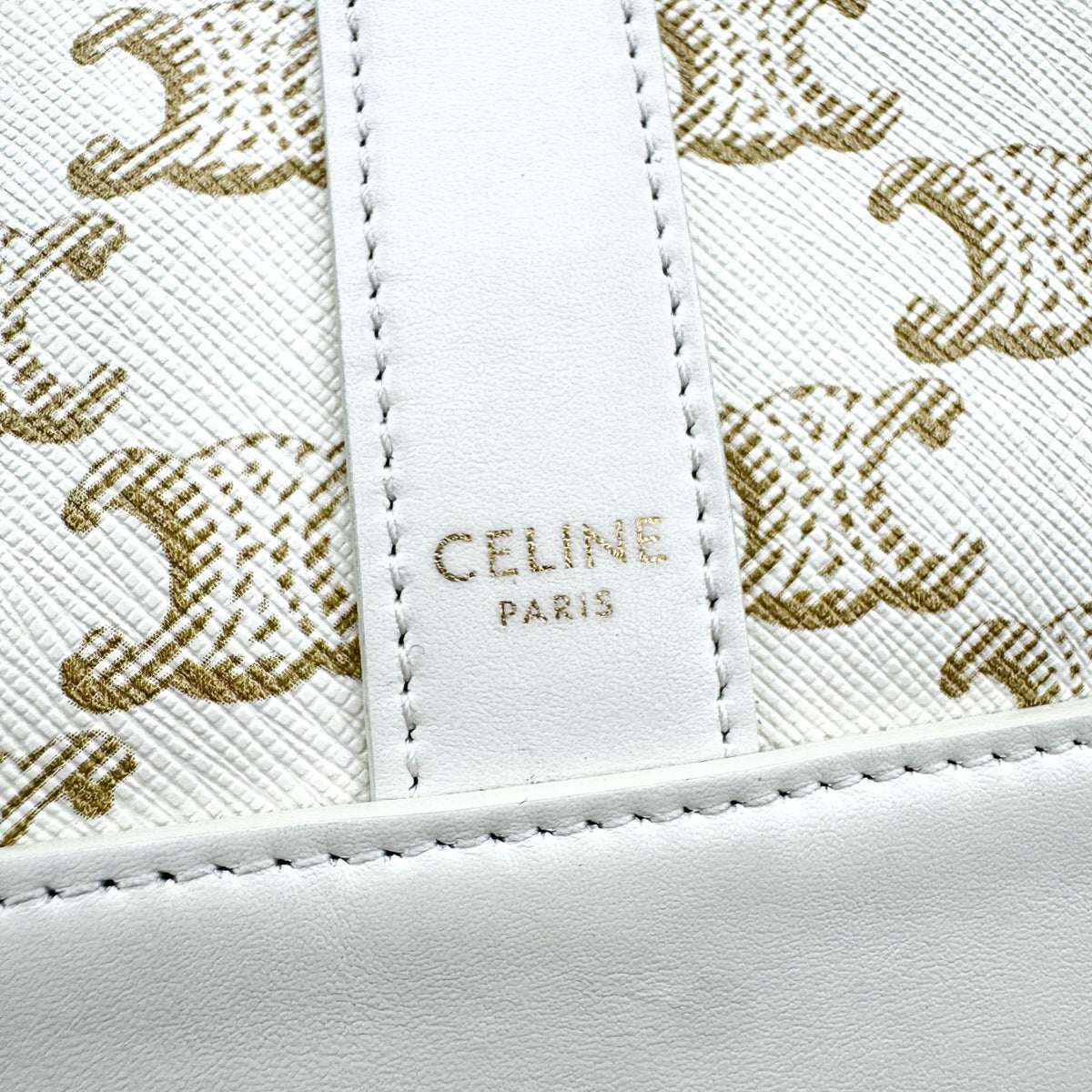 Celine Bucket Triomphe Canvas White Canvas Shoulder Bag Bag (Pre-Owned)