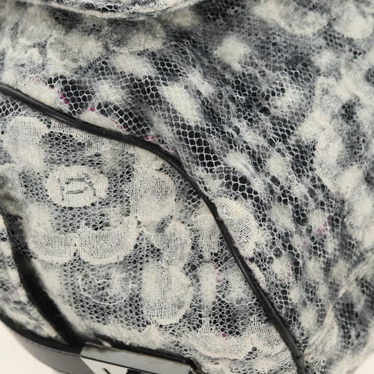 Chanel Vintage Camellia Flap Camera Quilted Tweed White Wool Shoulder Bag Bag (Pre-Owned)