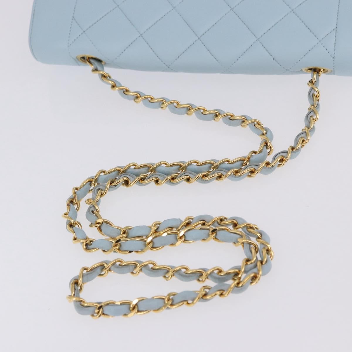Chanel Vintage Diana Flap Quilted Lambskin Blue Leather Shoulder Bag Bag (Pre-Owned)