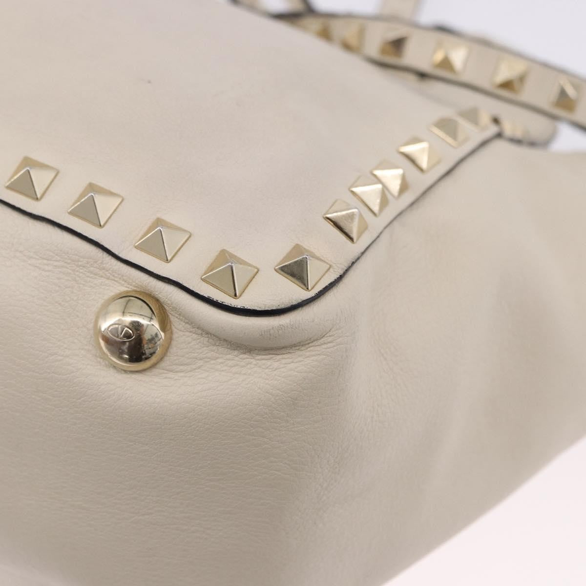 Valentino Garavani Rockstud Tote Soft Leather White Leather Tote Bag Bag (Pre-Owned)
