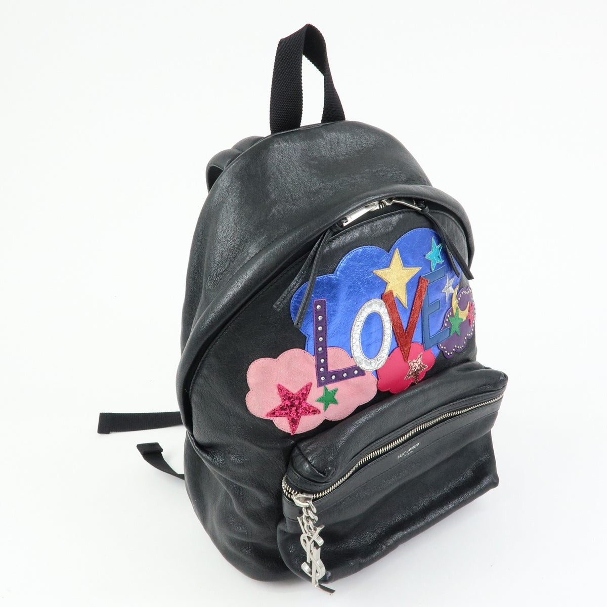Saint Laurent City Patchwork Leather Black Leather Backpack Bag (Pre-Owned)