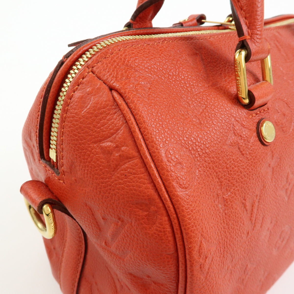 Louis Vuitton Speedy Bandouliere Monogram Empreinte Leather Orange Leather Handbag (Pre-Owned)