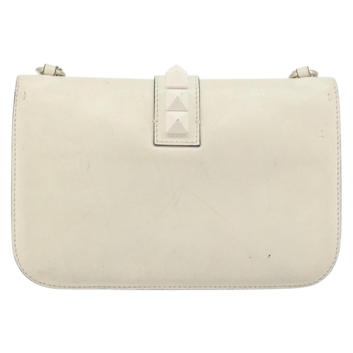 Valentino Garavani Glam Lock Leather White Leather Shoulder Bag Bag (Pre-Owned)