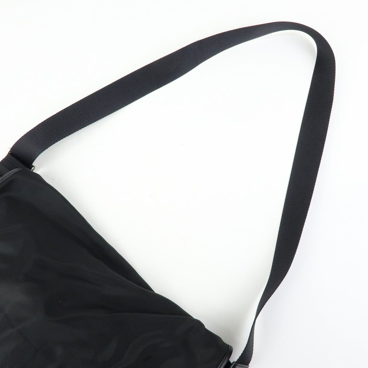 Prada Buckle Messenger Tessuto Black Nylon Handbag (Pre-Owned)