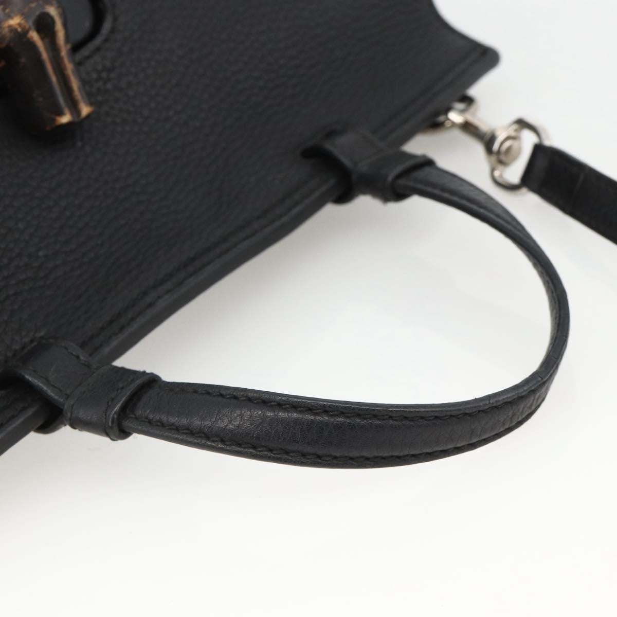 Gucci Bamboo Daily Top Handle Leather Black Leather Handbag (Pre-Owned)
