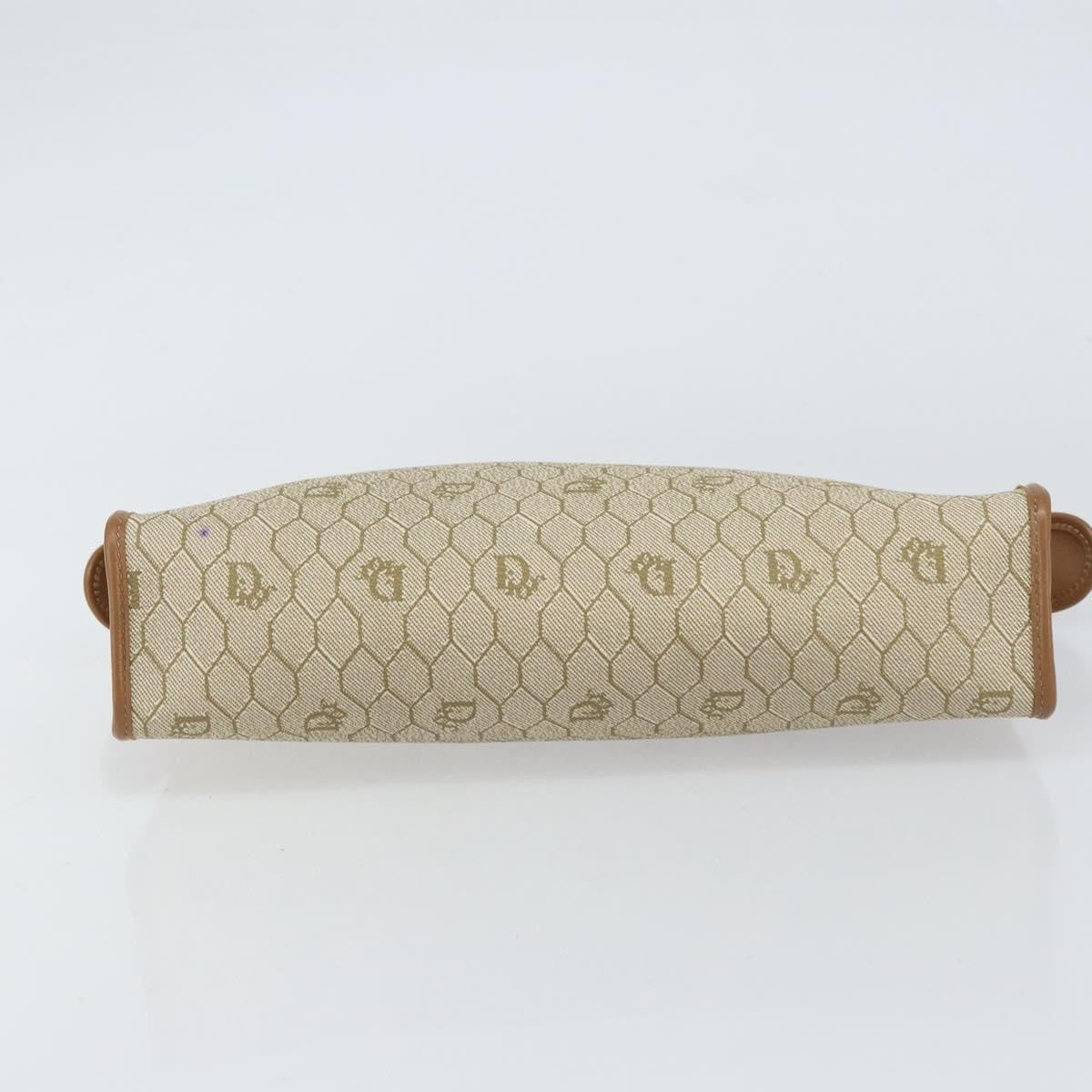 Christian Dior Vintage Honeycomb Zip Coated Canvas Beige Canvas Clutche & Pouche Bag (Pre-Owned)