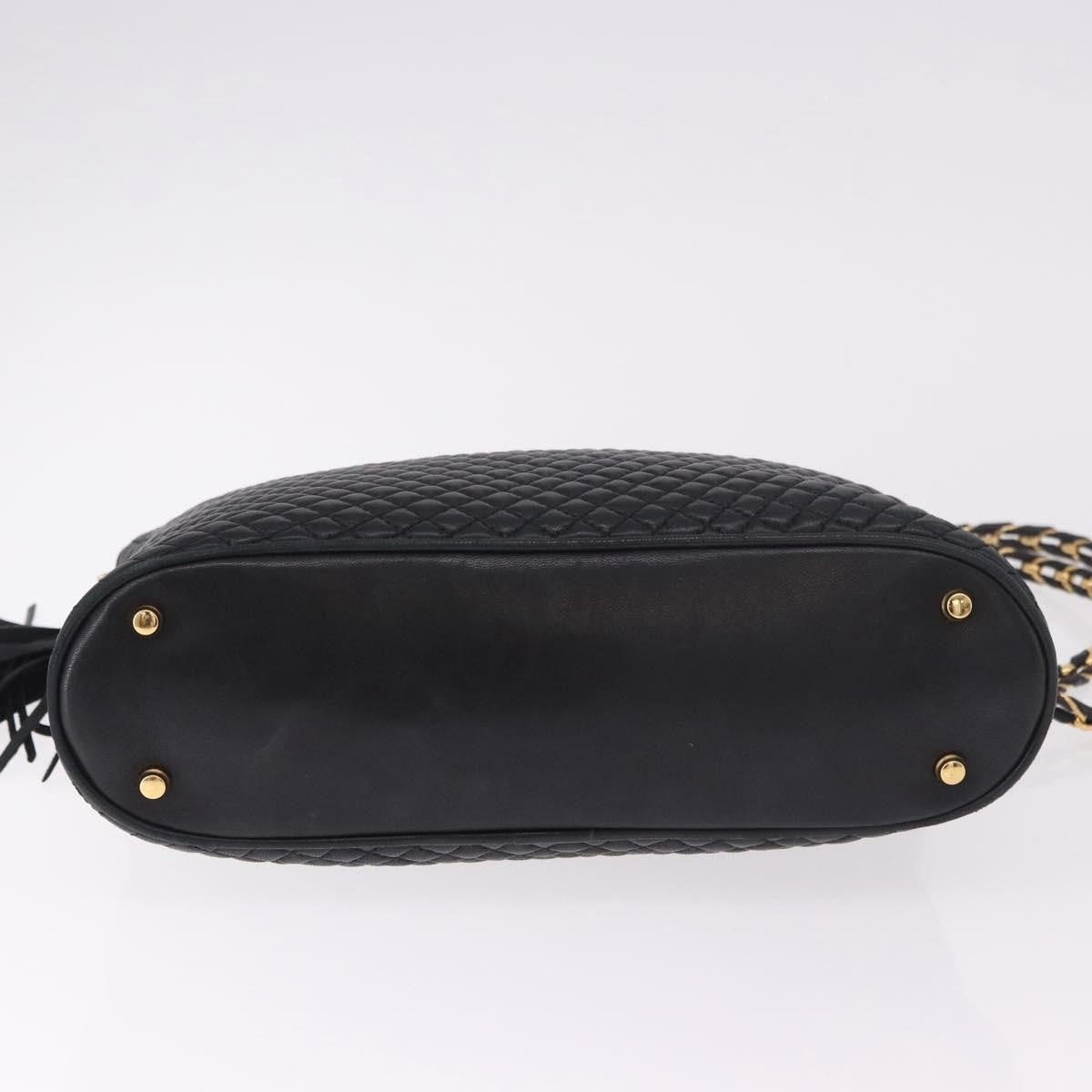 Bally Vintage Chain Quilted Leather Black Leather Shoulder Bag Bag (Pre-Owned)