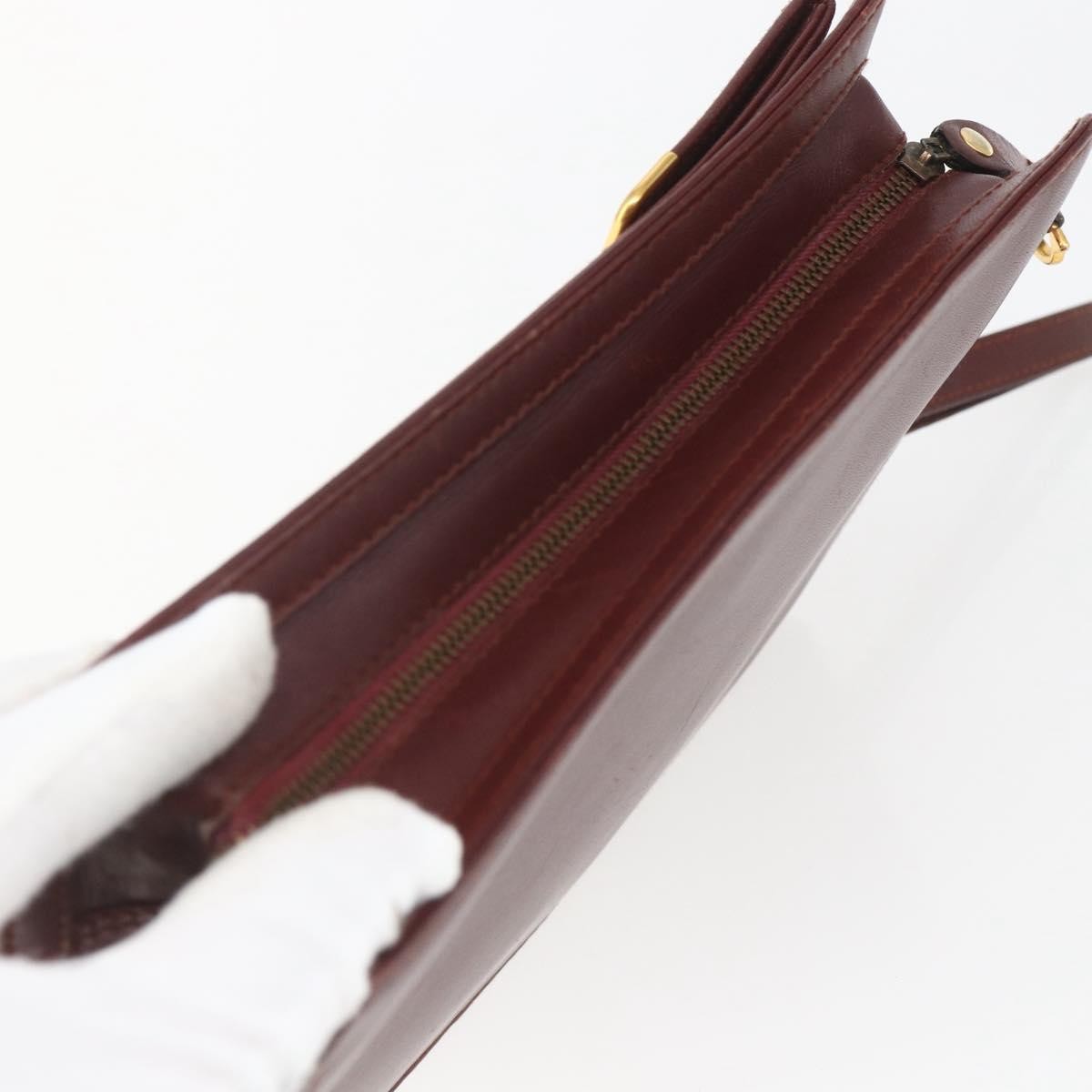 Cartier Must De Cartier Clutch Leather Burgundy Leather Clutche & Pouche Bag (Pre-Owned)