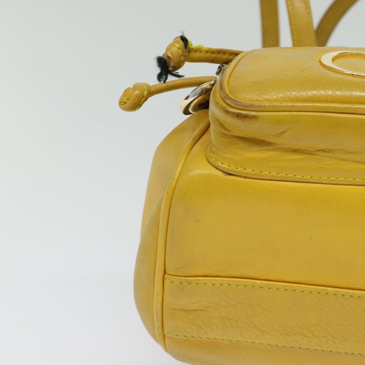 Christian Dior Vintage Flap Leather Yellow Leather Backpack Bag (Pre-Owned)
