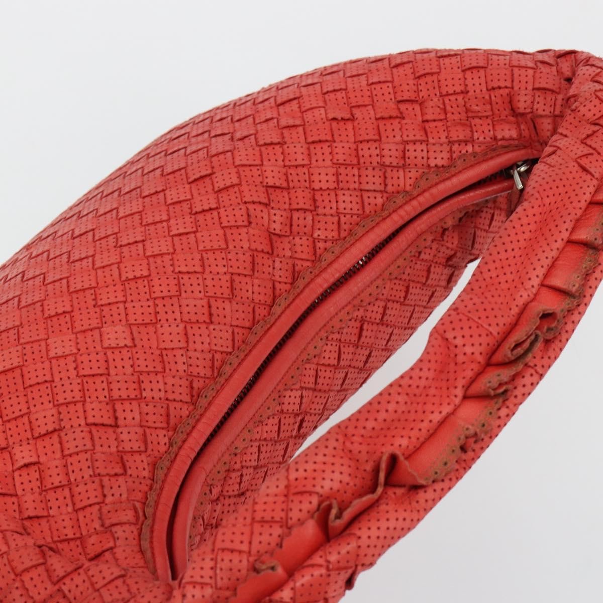 Bottega Veneta Intrecciato Shoulder Leather Red Leather Shoulder Bag Bag (Pre-Owned)
