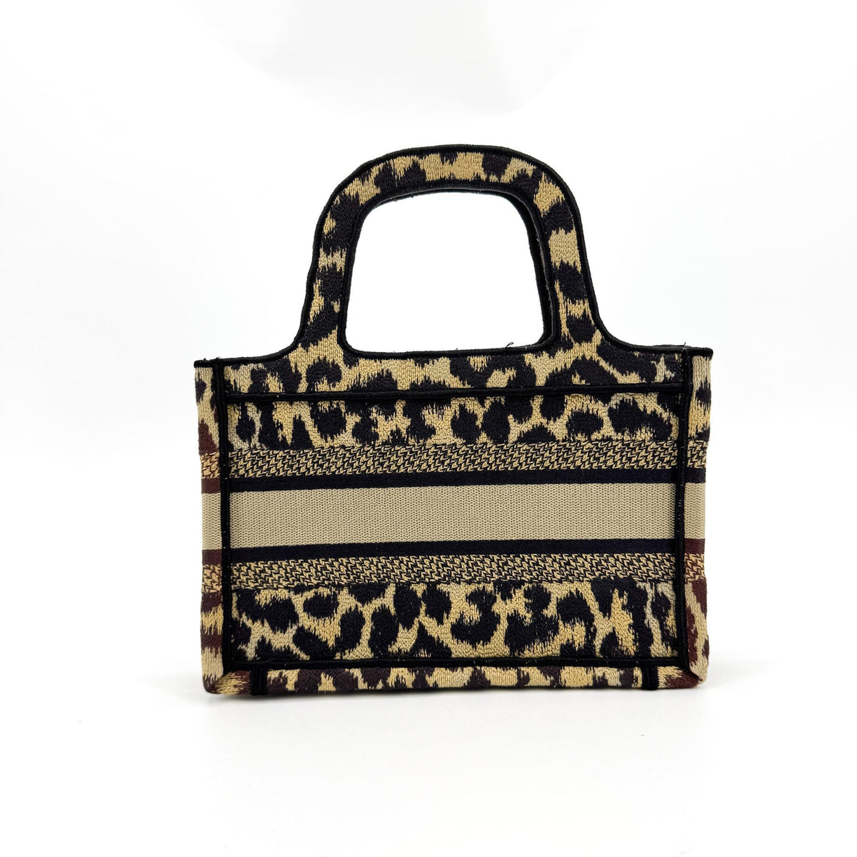 Christian Dior Book Mizza Embroidered Canvas Black Canvas Tote Bag Bag (Pre-Owned)