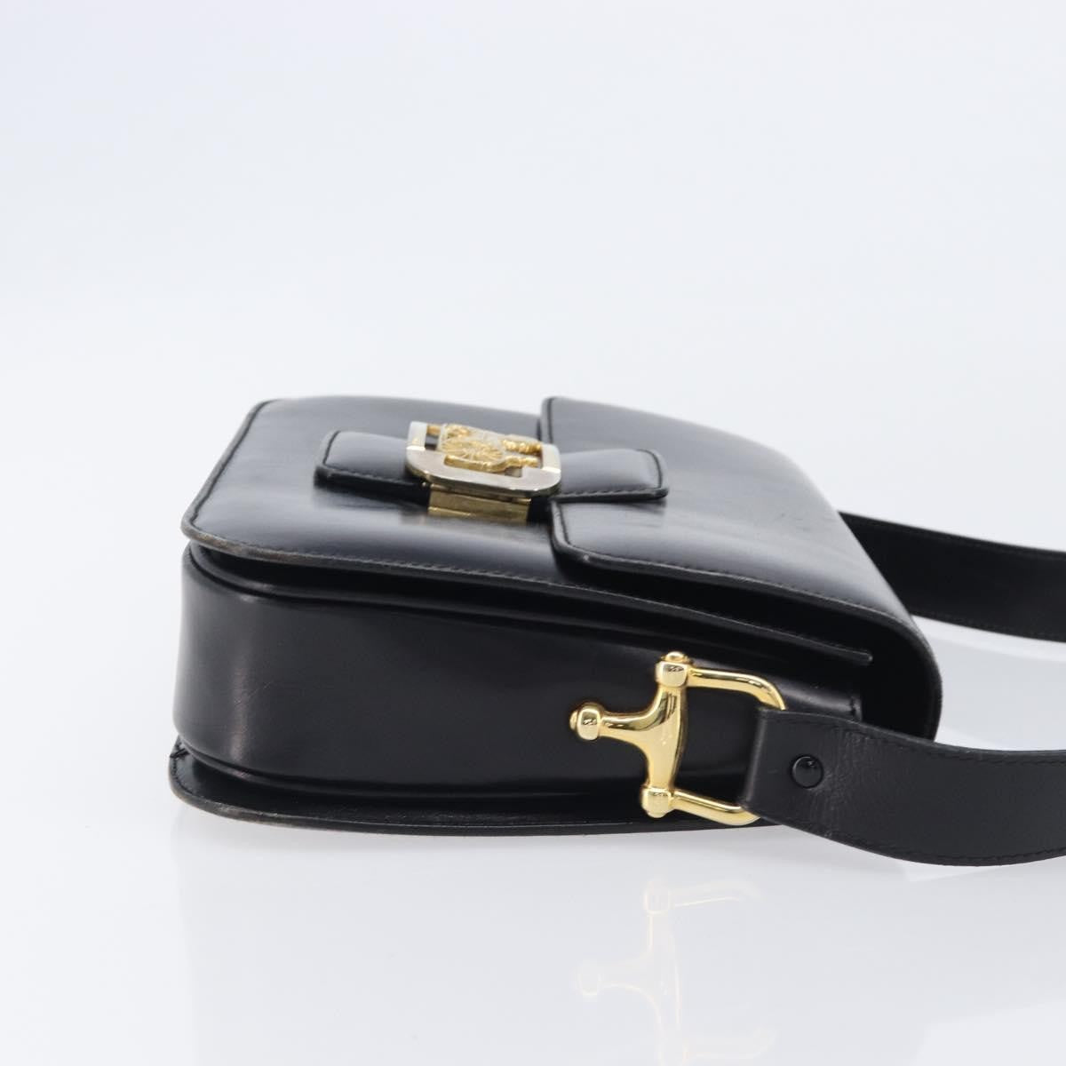 Celine Horse Carriage Leather Black Leather Shoulder Bag Bag (Pre-Owned)