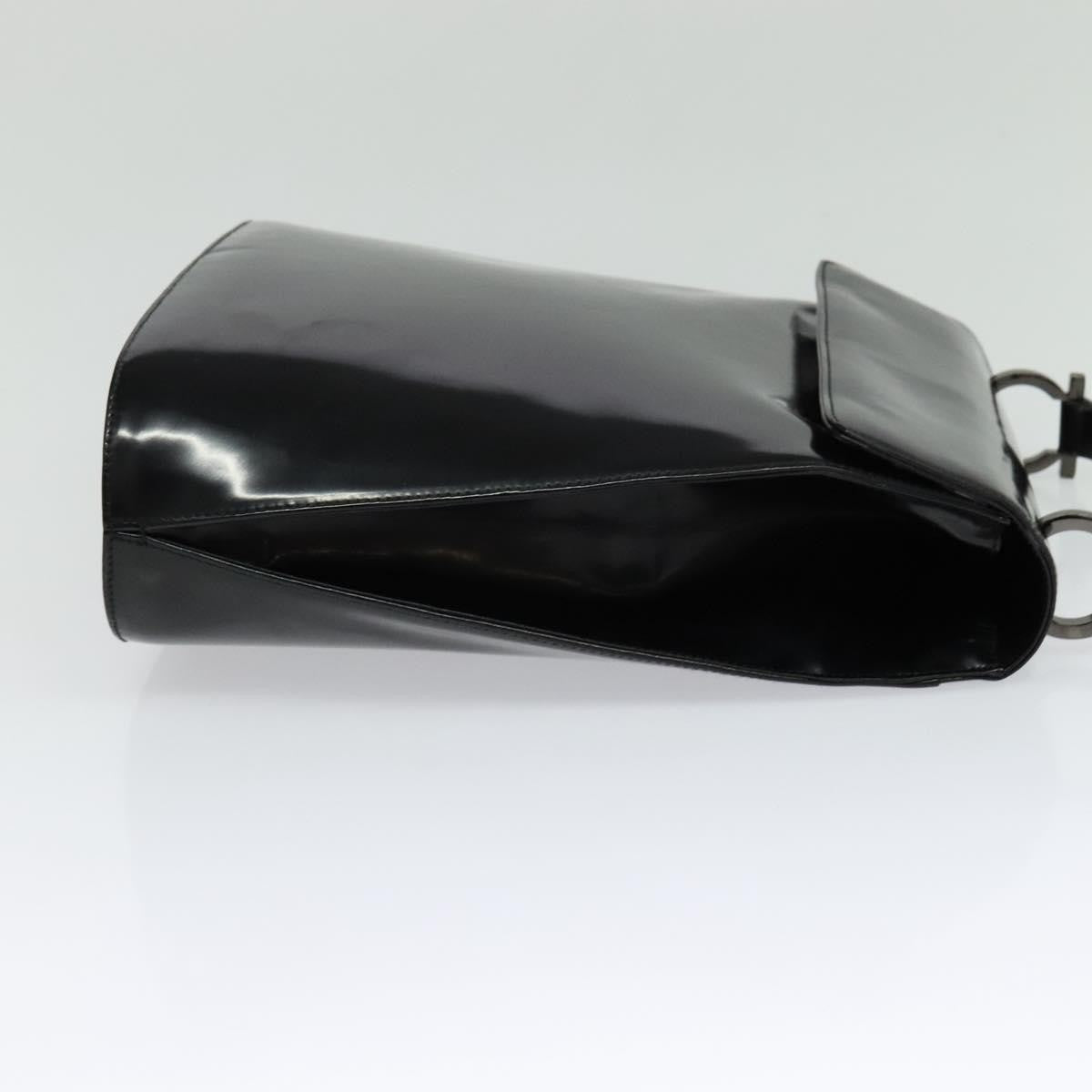 Salvatore Ferragamo Gancini Patent Leather Black Patent_Leather Shoulder Bag Bag (Pre-Owned)