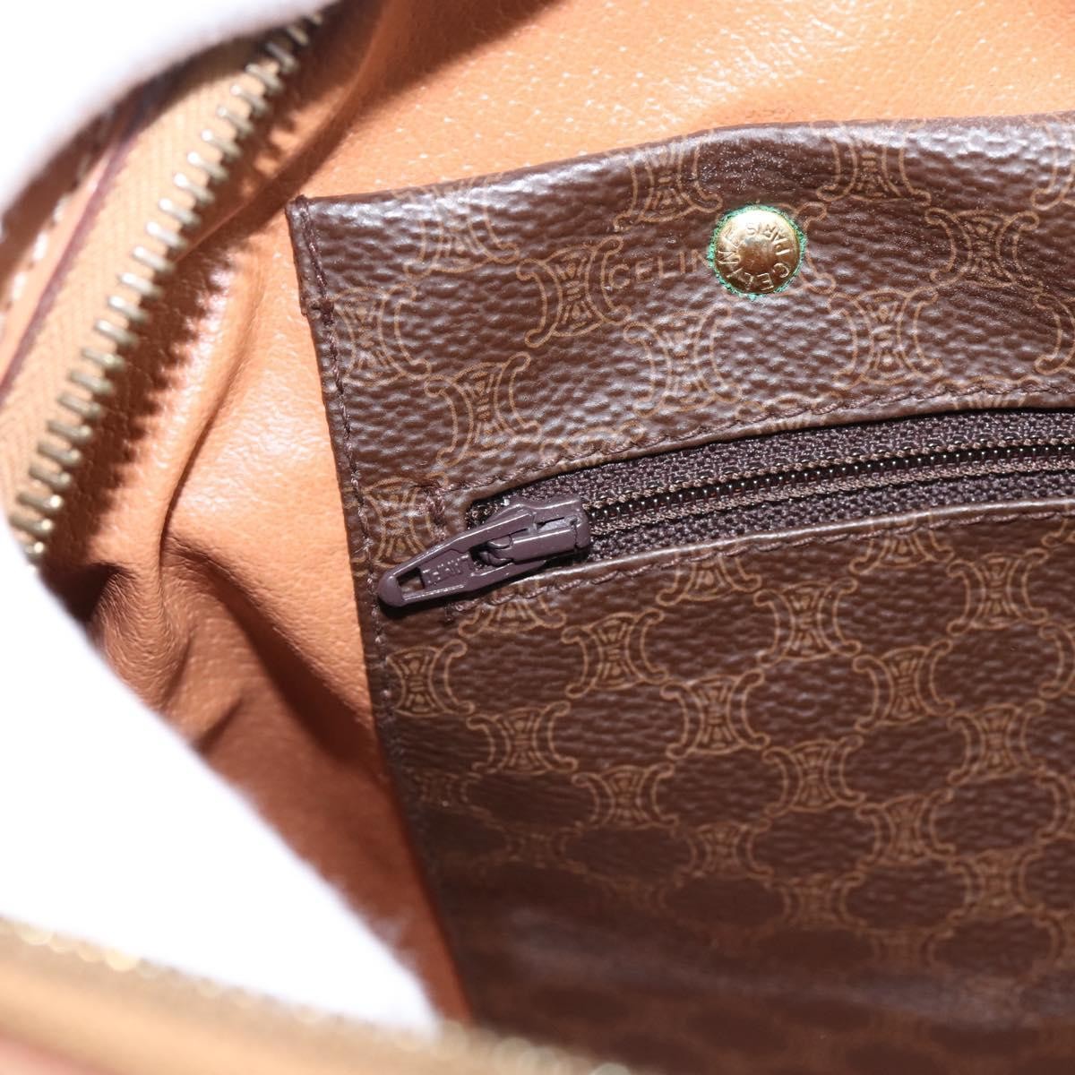 Celine Vintage Boston Macadam Coated Canvas Brown Pvc Handbag (Pre-Owned)