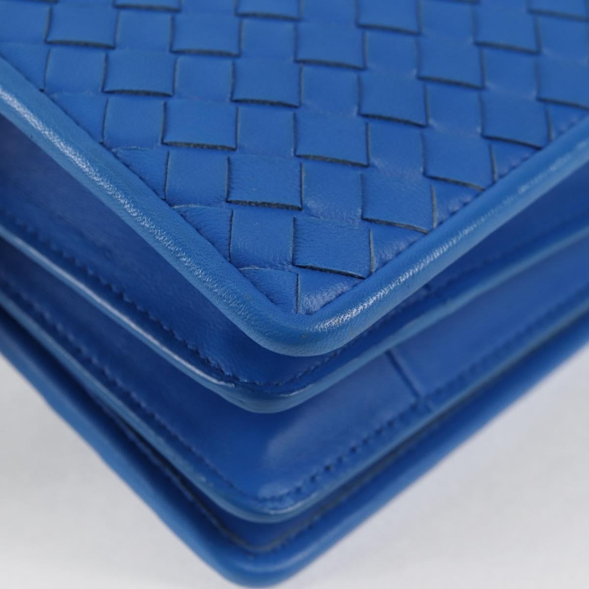 Bottega Veneta Double Compartment Flap Intrecciato Nappa Blue Leather Shoulder Bag Bag (Pre-Owned)
