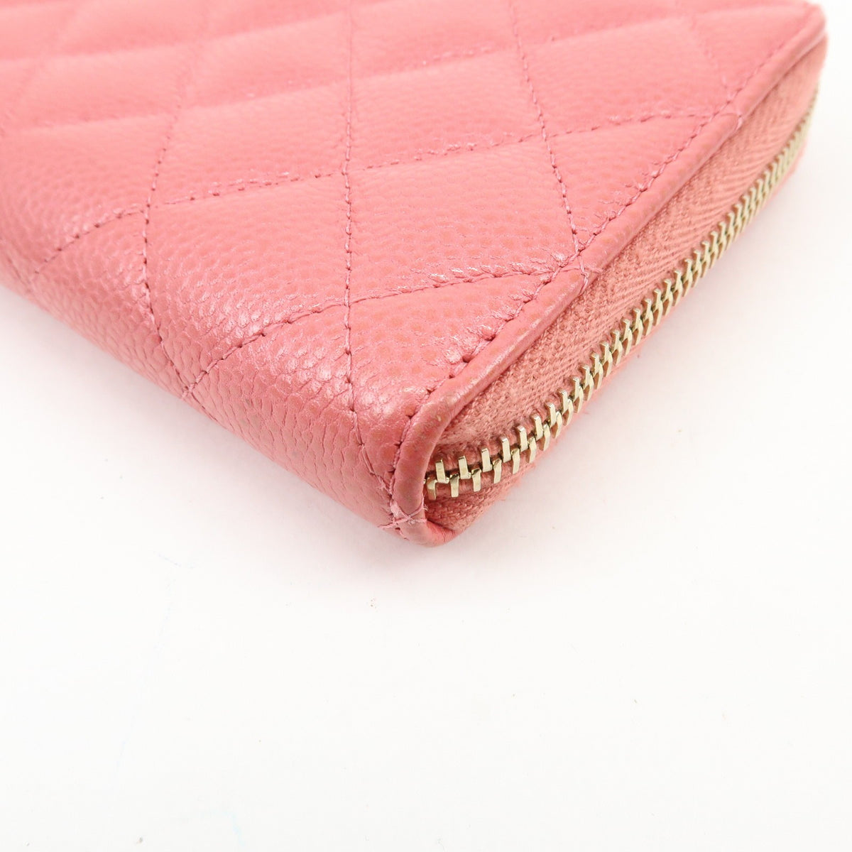 Chanel Zip Around Organizer Quilted Caviar Pink Leather Wallets Accessory (Pre-Owned)