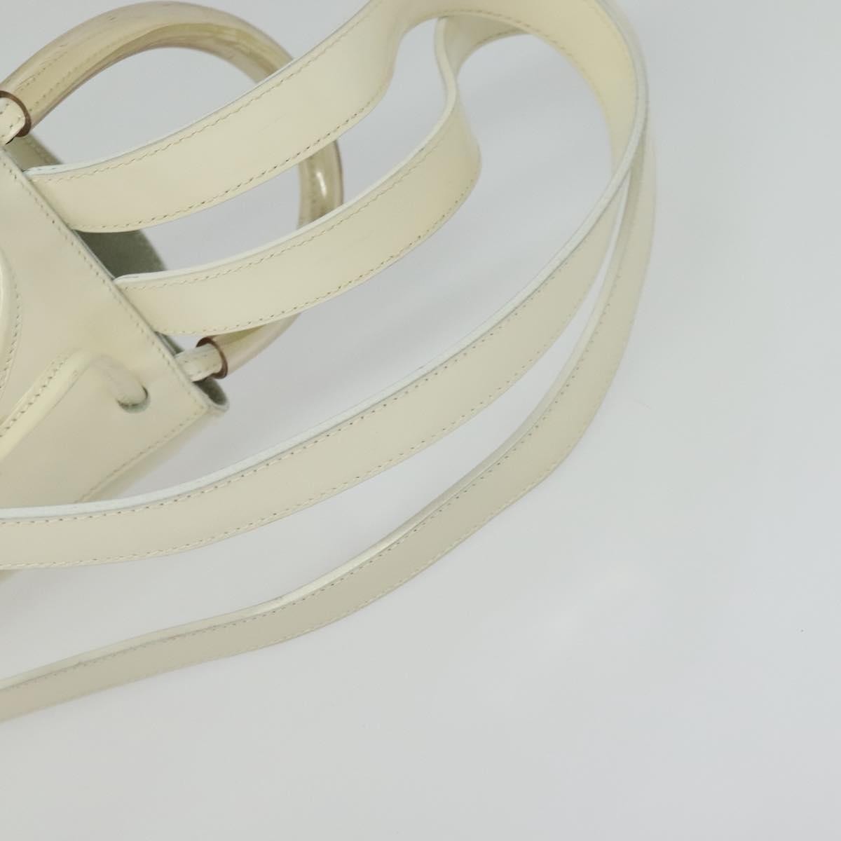 Salvatore Ferragamo Vintage Gancini Patent Leather White Patent_Leather Backpack Bag (Pre-Owned)