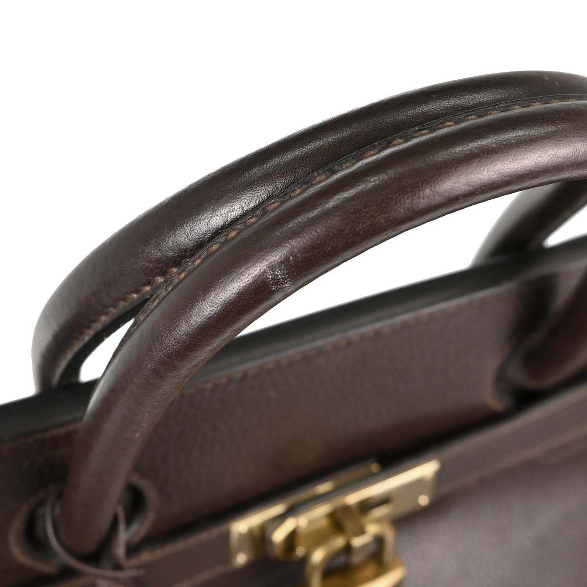 Hermes Hac Birkin Brown Ardennes With Gold Hardware Brown Leather Handbag (Pre-Owned)