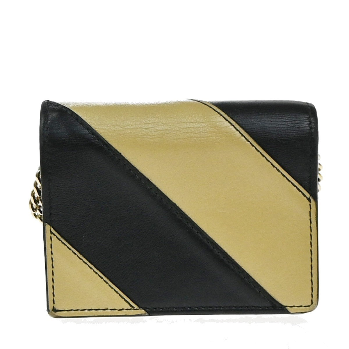 Gucci Zumi Chain Card Case Diagonal Quilted Leather Black Leather Wallets Accessory (Pre-Owned)
