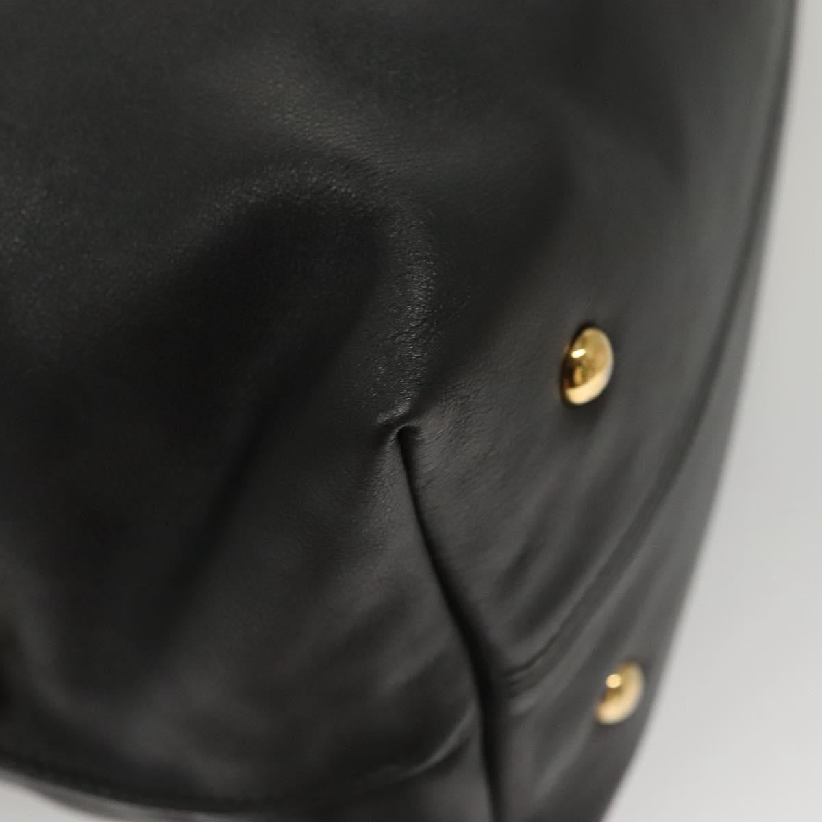 Salvatore Ferragamo Gancini Leather Black Leather Handbag (Pre-Owned)