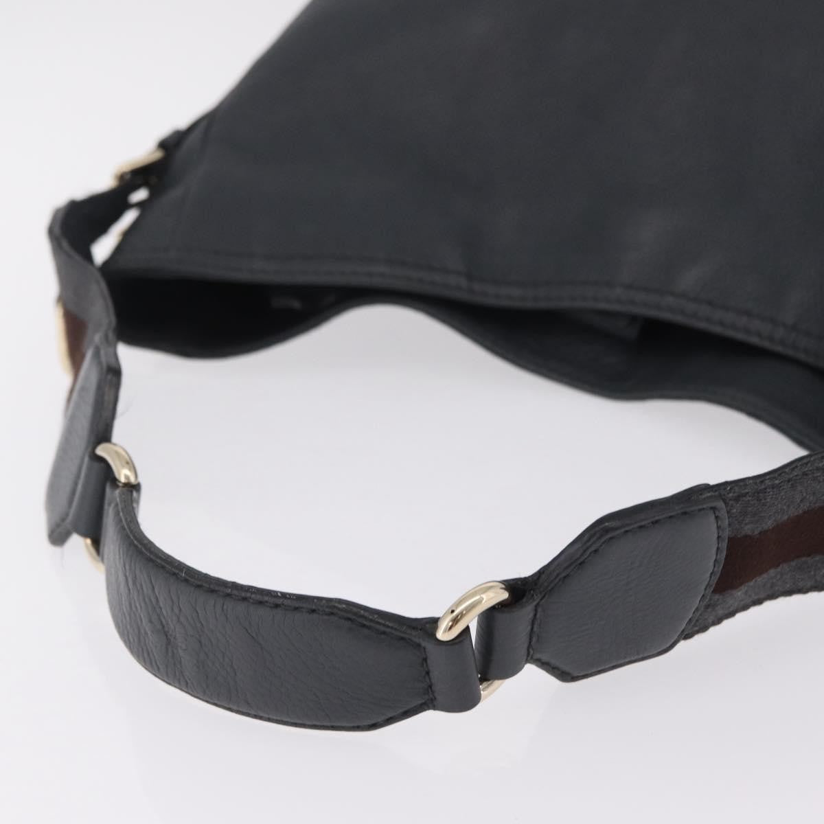 Gucci Heritage Web Hobo Leather Gray Leather Shoulder Bag Bag (Pre-Owned)