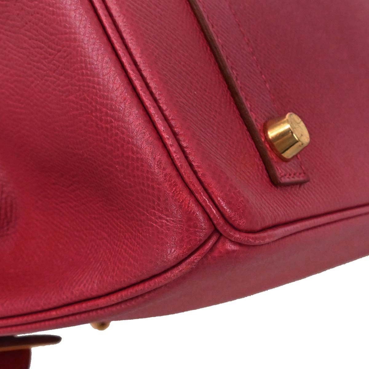 Hermes Birkin Red Courchevel With Gold Hardware Red Leather Handbag (Pre-Owned)