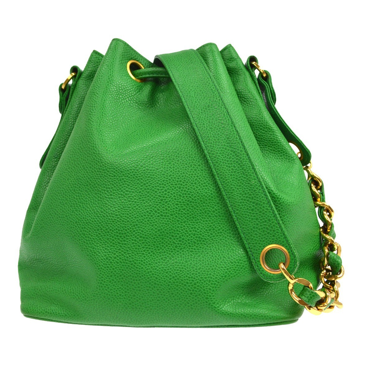Chanel Vintage Cc Bucket Caviar Green Calfskin Shoulder Bag Bag (Pre-Owned)