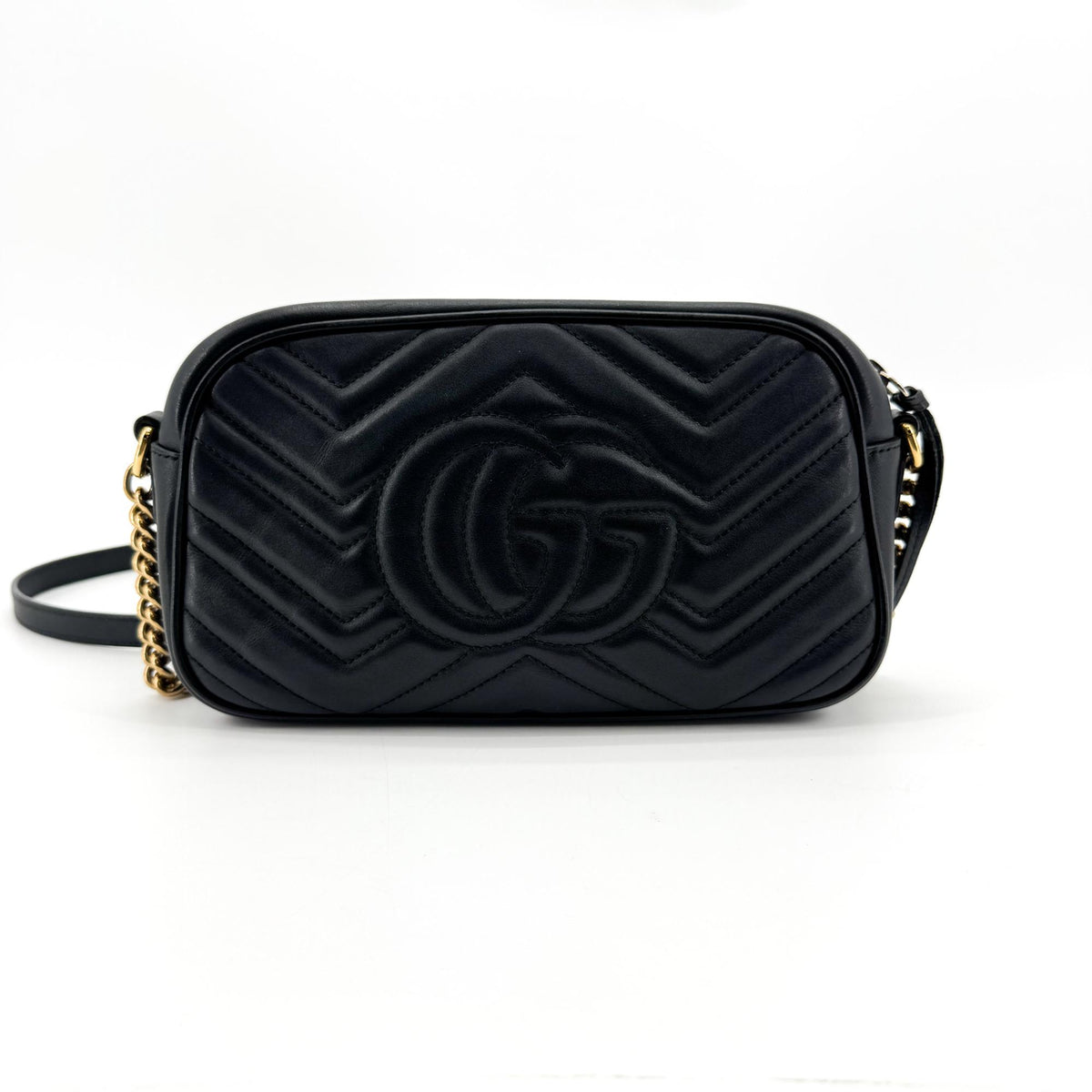 Gucci Gg Marmont Matelasse Leather Black Leather Shoulder Bag Bag (Pre-Owned)